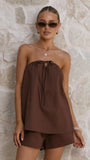 Mallie Strapless Top and Shorts Set Chocolate
