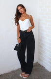 Kiara Mid Rise Barrel Leg Jeans Black Acid