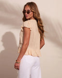 Sunlit Reverie Ruffle Lace Trim Top