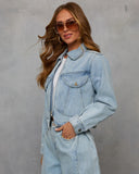 Streamline Curved Hem Denim Jacket
