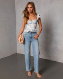 Roselin Abstract Novelty Peplum Top