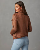 Slick Chick Coated Faux Leather Moto Jacket