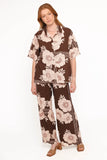 Bernadine Short Sleeve Shirt Brown Floral