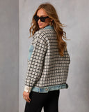 Cozy Together Tweed Denim Panel Button Up Coat