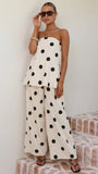 Hazelle Pants Beige Black Polka Dot