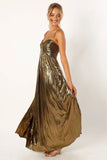 Kanthro Pleated Maxi Dress Gold