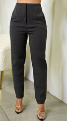 Dove High Waist Pintuck Detail Pants Gray