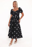 Rosemarie Midi Dress Black Floral