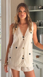 Hayley Vest and Shorts Set Oatmeal Black Polka Dot