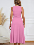 A Line Maxi Dress Ruffle Ruched Waist Flowy Long Dresses