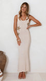 Tamasha Knit Maxi Dress Beige Gold Star