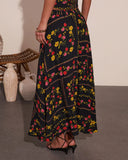 Sunkissed Meadow Floral Print Midi Skirt