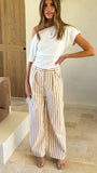 Tasmine Pants White Mauve Stripe