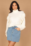 Christie Fringe Knit Sweater Cream