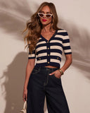 Starlit Prairie Striped Short Sleeve Sweater