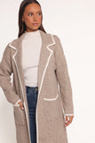 Katia Contrast Trim Coatigan Beige