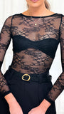 Eldora Long Sleeve Lace Top Black