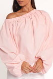 Zion Off Shoulder Long Sleeve Top Pale Pink