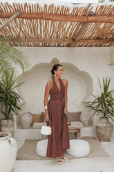 Marie Halterneck Maxi Dress Chocolate