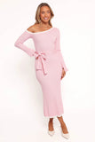 Milan Off Shoulder Midi Dress Pink