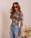 Garden Muse Floral Mesh Mockneck Top