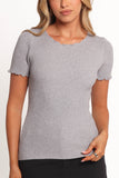 Kya Short Sleeve Knit Top Light Grey