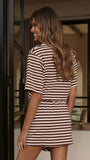 Nula Mini Dress Brown Stripe