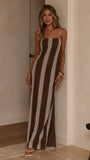 Bria Maxi Dress Chocolate Stripe