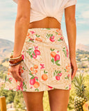 Citrus Shine Wrap Cover Up Fruit Print Mini Skirt
