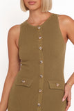 Aspen Button Up Knit Dress Olive