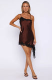 Reminders Of Me Lace Trim Mini Dress Chocolate Black