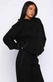 Glow Your Own Way Studded Oversized Hoodie Black