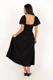 Maria Puff Sleeve Midi Dress Black
