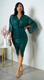 Maryla Front Twist Sequin Midi Dress Green