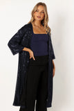Karsyn Open Front Sequin Duster Navy