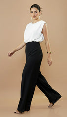 Capri Color Block Jumpsuit White Black