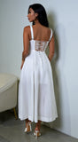 Noura Bustier Lace Up Midi Dress Off White