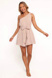 Levana One Shoulder Romper Beige