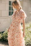 Wendi Ruffle Dress Dark Peach Floral