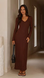 Cyra Long Sleeve Maxi Dress Chocolate