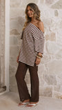 Reda Semi Sheer Pants Chocolate White Spot