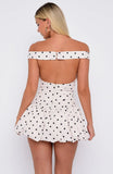 The Moment I Met You Mini Dress Cream Black Polka Dot