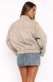 Watchin Out Faux Suede Bomber Jacket Sand