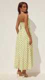 Sammi Halter Midi Dress Lemon Choc Polka