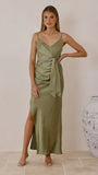 Yasmeen Tie Front Maxi Dress Olive