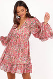 Reese Long Sleeve Mini Dress Pink Floral