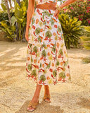 Sea Drift Tropical Print Cotton Maxi Skirt