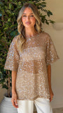 Varni Oversized Sequins Tee Mocha