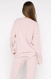 Slow Life Long Sleeve Pyjama Top Pink White Stripe