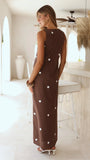 Vana Maxi Dress Brown White Polka